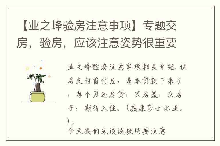 【业之峰验房注意事项】专题交房，验房，应该注意姿势很重要！！！（经典）