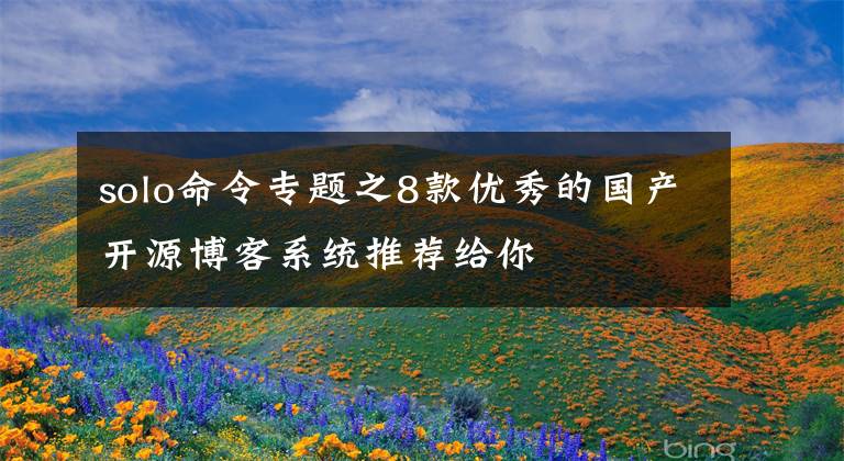 solo命令专题之8款优秀的国产开源博客系统推荐给你