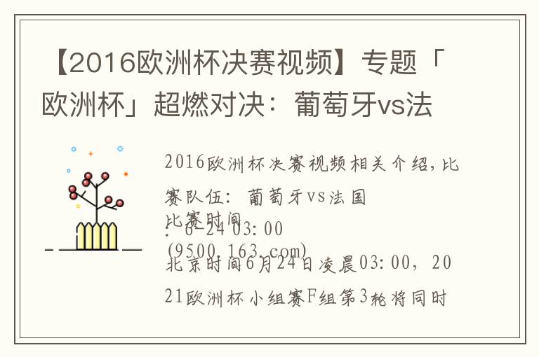 【2016欧洲杯决赛视频】专题「欧洲杯」超燃对决：葡萄牙vs法国，大航海家力博高卢雄鸡