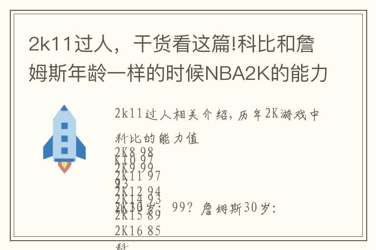 2k11过人，干货看这篇!科比和詹姆斯年龄一样的时候NBA2K的能力值对比