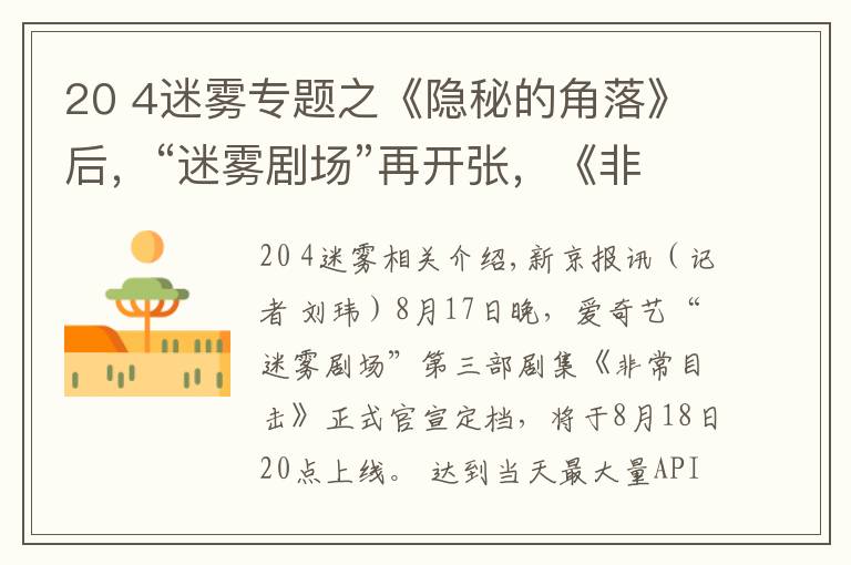 20 4迷雾专题之《隐秘的角落》后，“迷雾剧场”再开张，《非常目击》定档