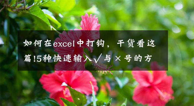 如何在excel中打钩，干货看这篇!5种快速输入√与×号的方法，可直接套用，收藏备用吧