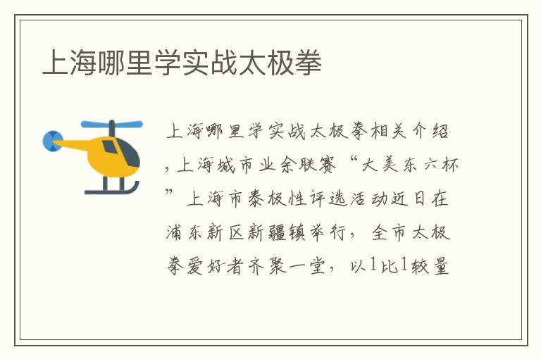 上海哪里学实战太极拳