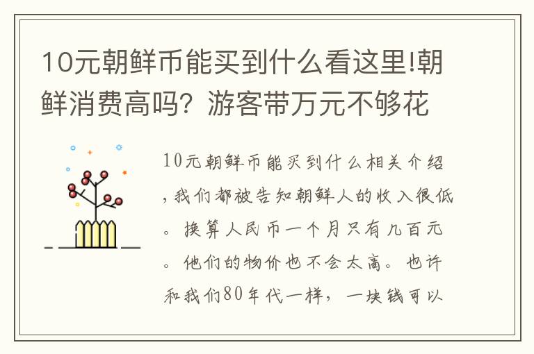 10元朝鲜币能买到什么看这里!朝鲜消费高吗？游客带万元不够花，当地百姓月挣300为何衣食无忧