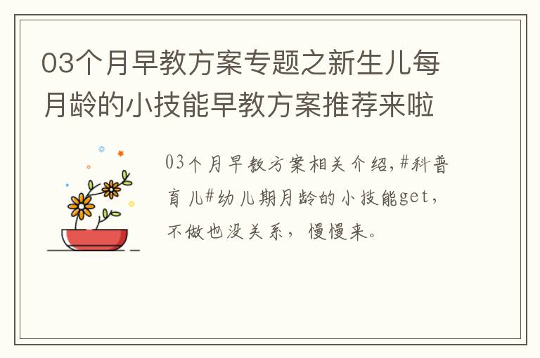 03个月早教方案专题之新生儿每月龄的小技能早教方案推荐来啦，月子中心精心制作的笔记