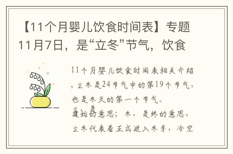 【11个月婴儿饮食时间表】专题11月7日，是“立冬”节气，饮食上应该吃什么？又该如何养生呢