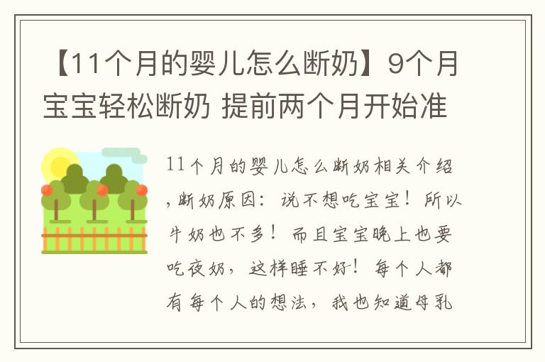 【11个月的婴儿怎么断奶】9个月宝宝轻松断奶 提前两个月开始准备这些