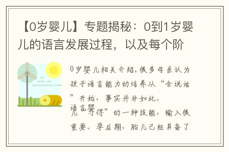 【0岁婴儿】专题揭秘：0到1岁婴儿的语言发展过程，以及每个阶段培养的重点