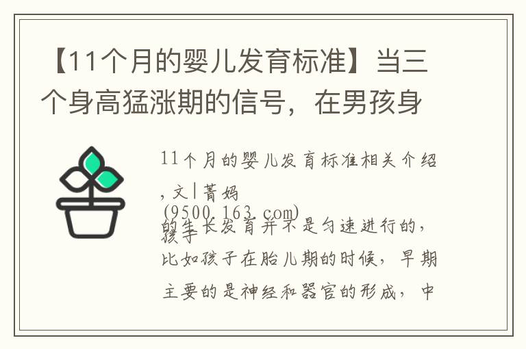 【11个月的婴儿发育标准】当三个身高猛涨期的信号，在男孩身上显现时，家长记住“7做到”