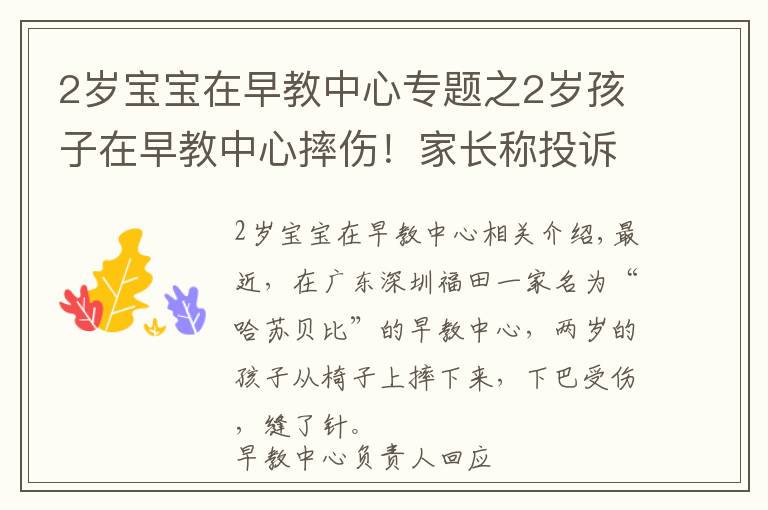 2岁宝宝在早教中心专题之2岁孩子在早教中心摔伤！家长称投诉后被威胁“先行拘留调查”