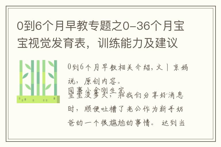 0到6个月早教专题之0-36个月宝宝视觉发育表，训练能力及建议，抓住关键期正确做早教