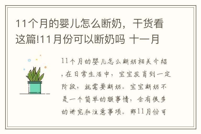 11个月的婴儿怎么断奶，干货看这篇!11月份可以断奶吗 十一月份断奶好不好