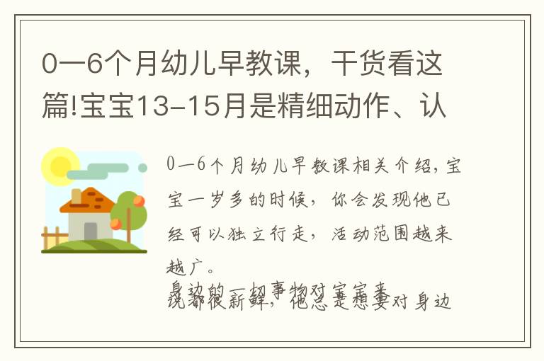 0一6个月幼儿早教课，干货看这篇!宝宝13-15月是精细动作、认知和语言能力培养关键期，最细早教课