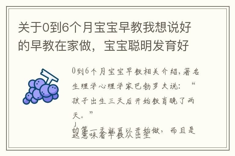 关于0到6个月宝宝早教我想说好的早教在家做，宝宝聪明发育好（0～18 个月家长必读）