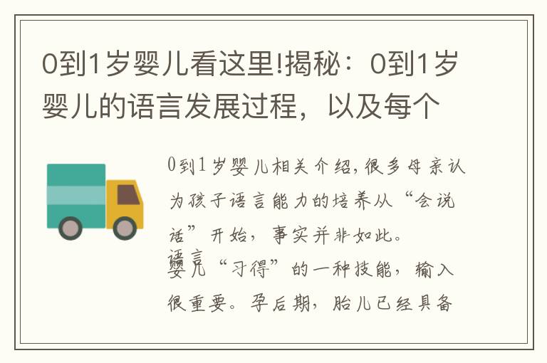 0到1岁婴儿看这里!揭秘：0到1岁婴儿的语言发展过程，以及每个阶段培养的重点