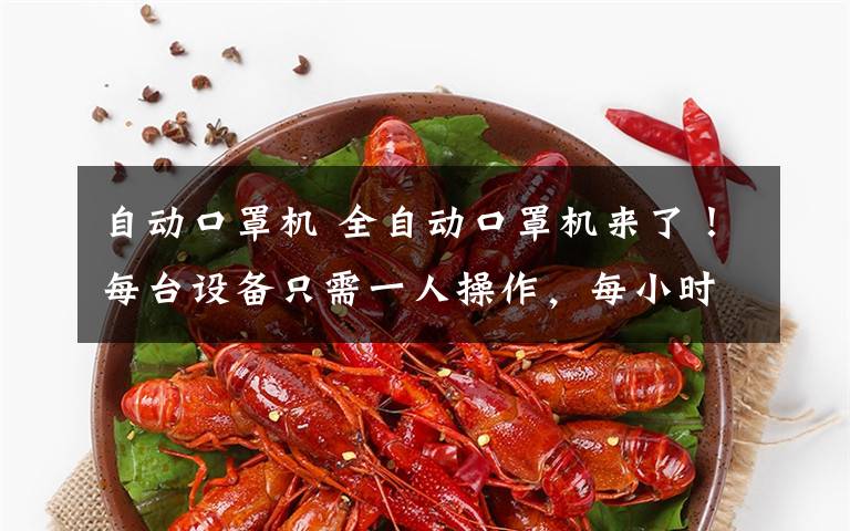 自动口罩机 全自动口罩机来了！每台设备只需一人操作，每小时产4000个