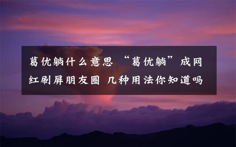 葛优躺什么意思 “葛优躺”成网红刷屏朋友圈 几种用法你知道吗？