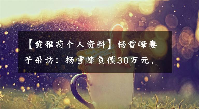 【黄雅莉个人资料】杨雪峰妻子采访：杨雪峰负债30万元，治疗父亲的病，想和儿子一起用完乐高积木。