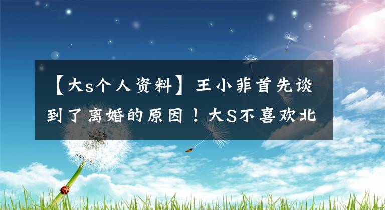 【大s个人资料】王小菲首先谈到了离婚的原因！大S不喜欢北京生活，子女不知道父母离婚。