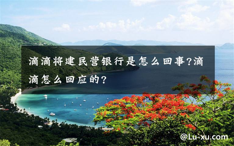滴滴将建民营银行是怎么回事?滴滴怎么回应的?