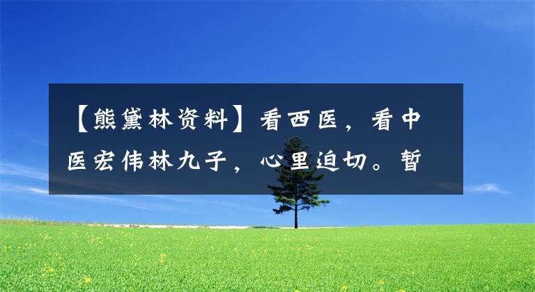 【熊黛林资料】看西医，看中医宏伟林九子，心里迫切。暂时没有好消息。