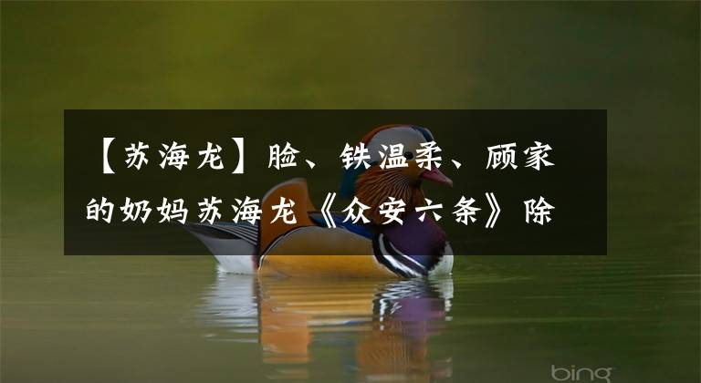 【苏海龙】脸、铁温柔、顾家的奶妈苏海龙《众安六条》除黑除恶，很好看。