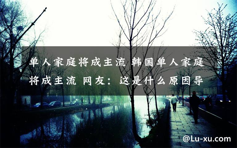 单人家庭将成主流 韩国单人家庭将成主流 网友：这是什么原因导致的？