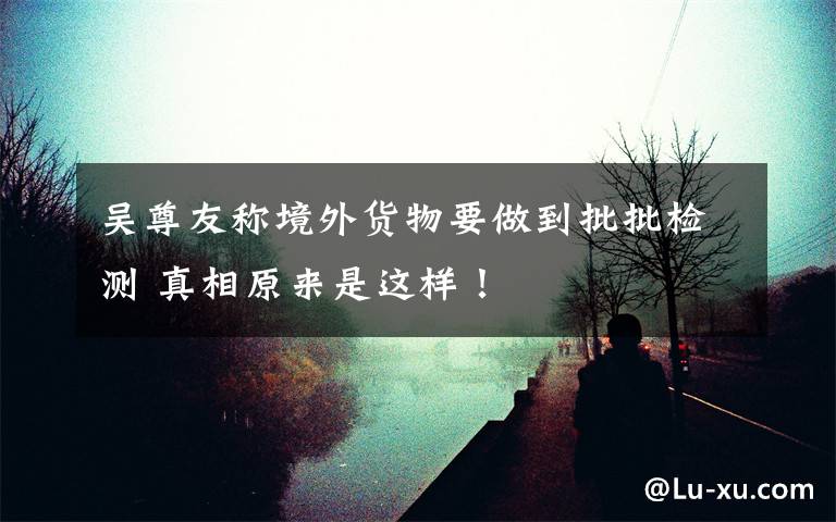 吴尊友称境外货物要做到批批检测 真相原来是这样！