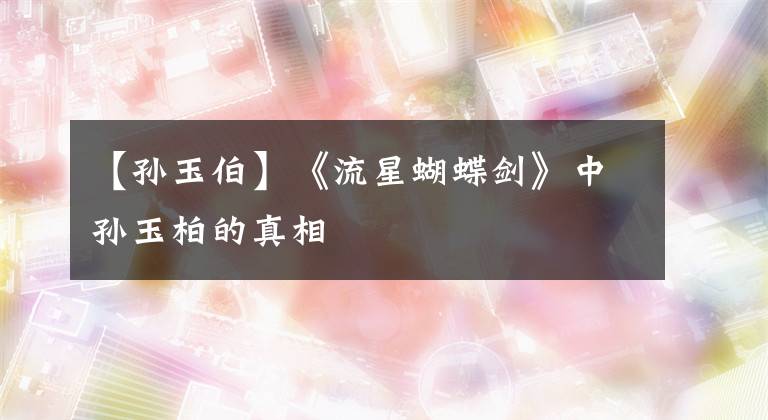 【孙玉伯】《流星蝴蝶剑》中孙玉柏的真相