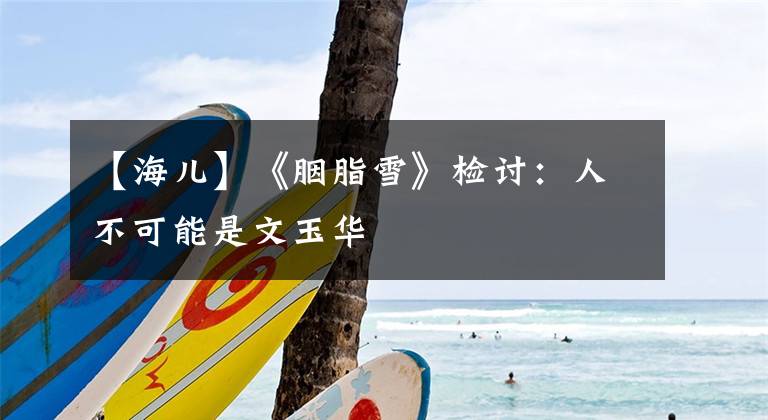 【海儿】《胭脂雪》检讨：人不可能是文玉华