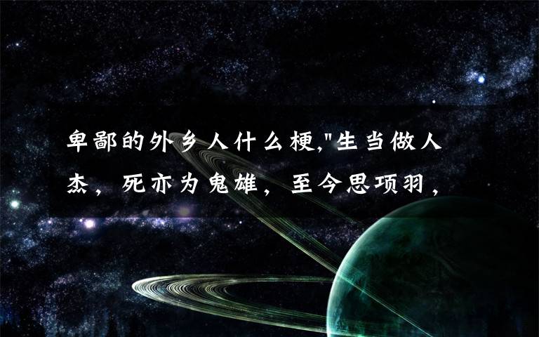 卑鄙的外乡人什么梗,