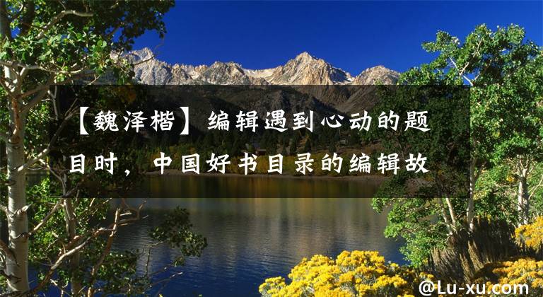 【魏泽楷】编辑遇到心动的题目时，中国好书目录的编辑故事53