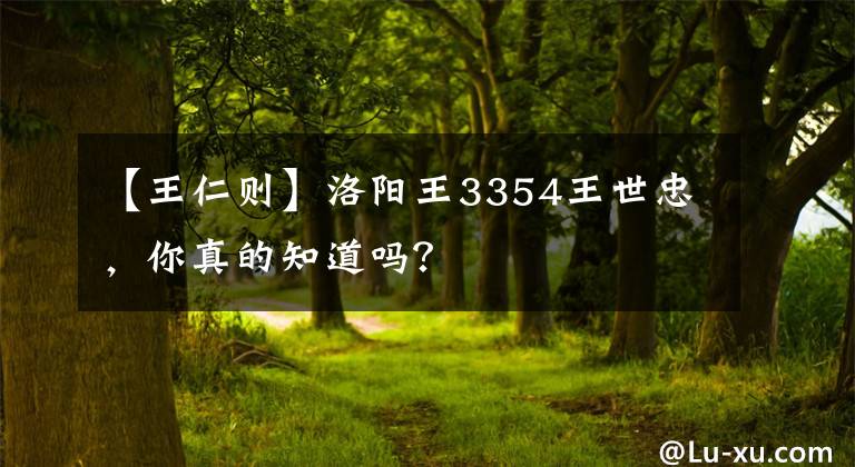 【王仁则】洛阳王3354王世忠，你真的知道吗？