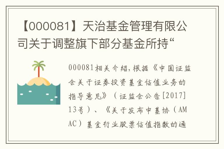 【000081】天治基金管理有限公司关于调整旗下部分基金所持“美的集团”股票估值方法的公告