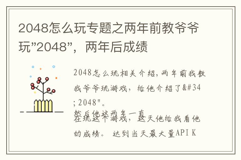 2048怎么玩专题之两年前教爷爷玩"2048"，两年后成绩最高分：四千多万……
