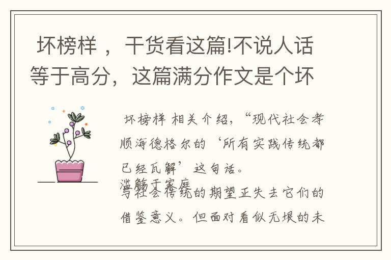  坏榜样 ，干货看这篇!不说人话等于高分，这篇满分作文是个坏榜样