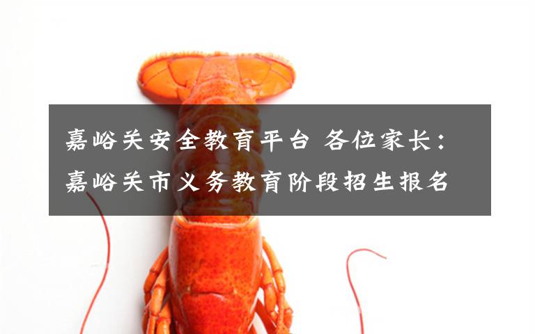 嘉峪关安全教育平台 各位家长：嘉峪关市义务教育阶段招生报名系统今晚开放