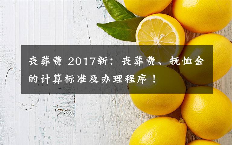 丧葬费 2017新：丧葬费、抚恤金的计算标准及办理程序！