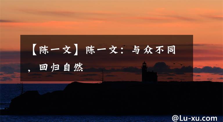 【陈一文】陈一文：与众不同，回归自然