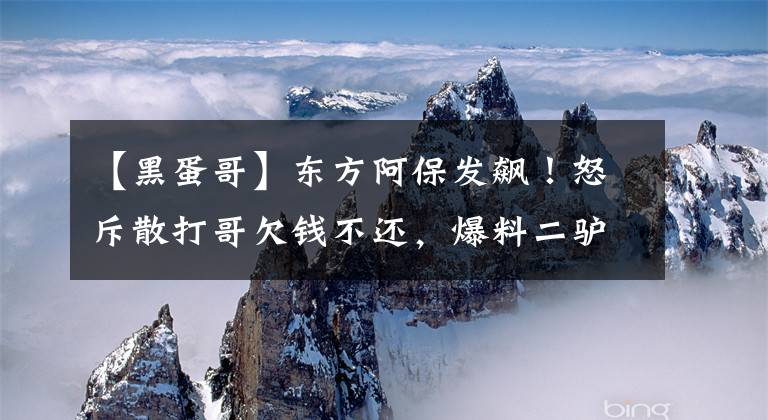 【黑蛋哥】东方阿保发飙！怒斥散打哥欠钱不还，爆料二驴、张二嫂“涨假粉”