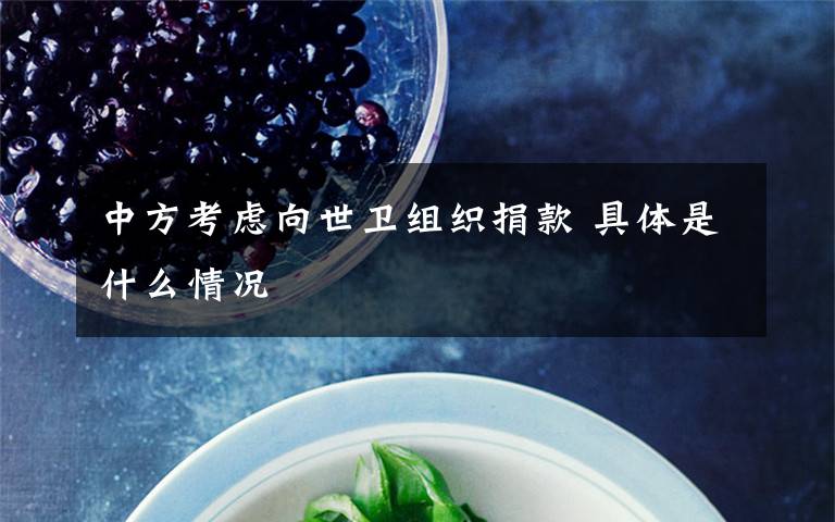 中方考虑向世卫组织捐款 具体是什么情况