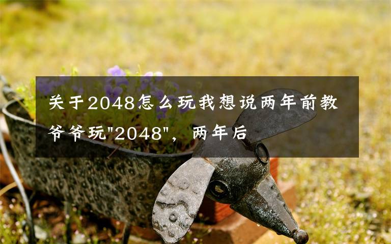 关于2048怎么玩我想说两年前教爷爷玩"2048"，两年后成绩最高分：四千多万……