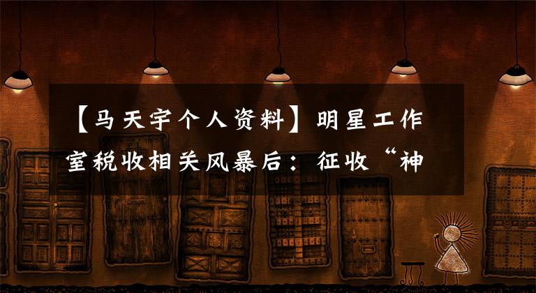 【马天宇个人资料】明星工作室税收相关风暴后：征收“神秘”的批准