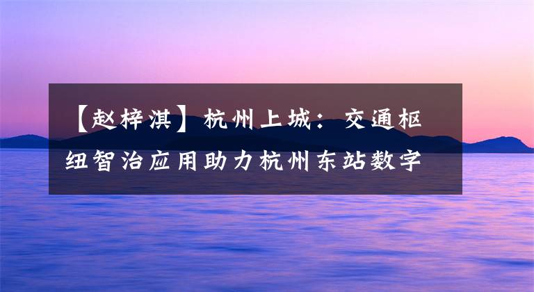 【赵梓淇】杭州上城：交通枢纽智治应用助力杭州东站数字化转型