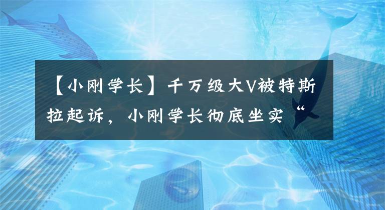 【小刚学长】千万级大V被特斯拉起诉，小刚学长彻底坐实“充值刚”标签？