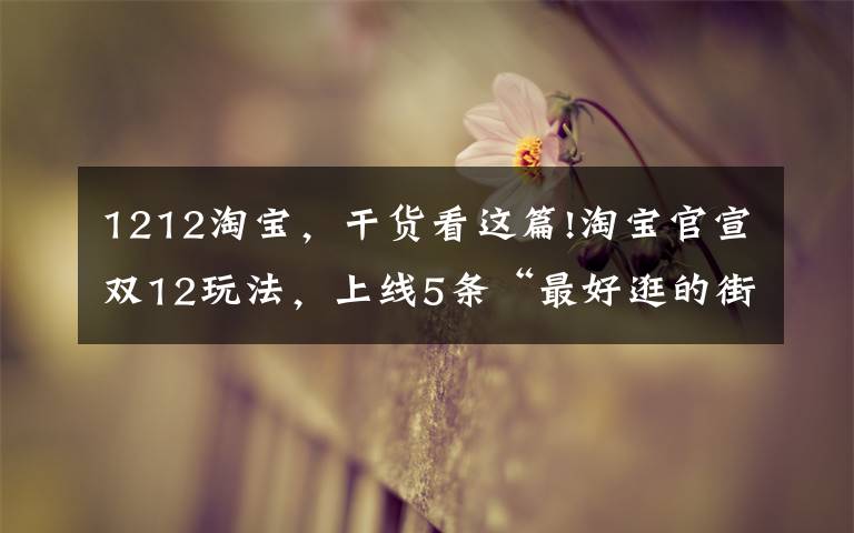 1212淘宝，干货看这篇!淘宝官宣双12玩法，上线5条“最好逛的街”