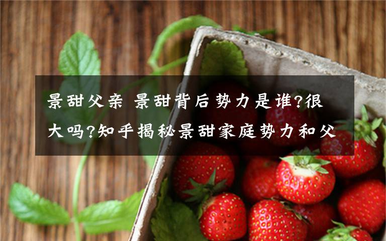 景甜父亲 景甜背后势力是谁?很大吗?知乎揭秘景甜家庭势力和父亲景勇资料曝光