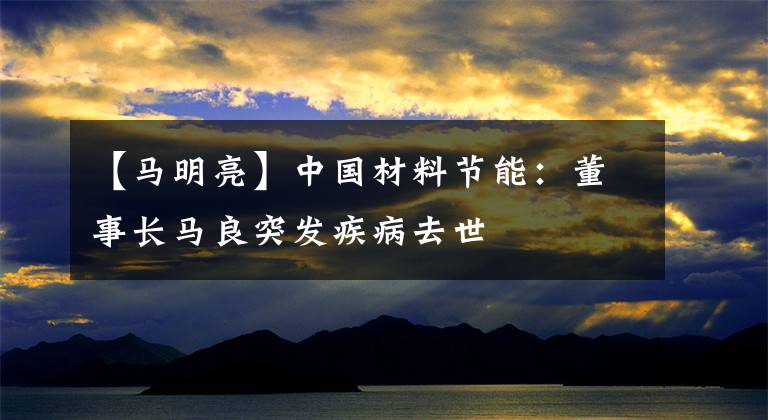 【马明亮】中国材料节能：董事长马良突发疾病去世