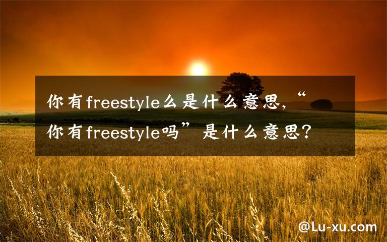 你有freestyle么是什么意思,“你有freestyle吗”是什么意思？