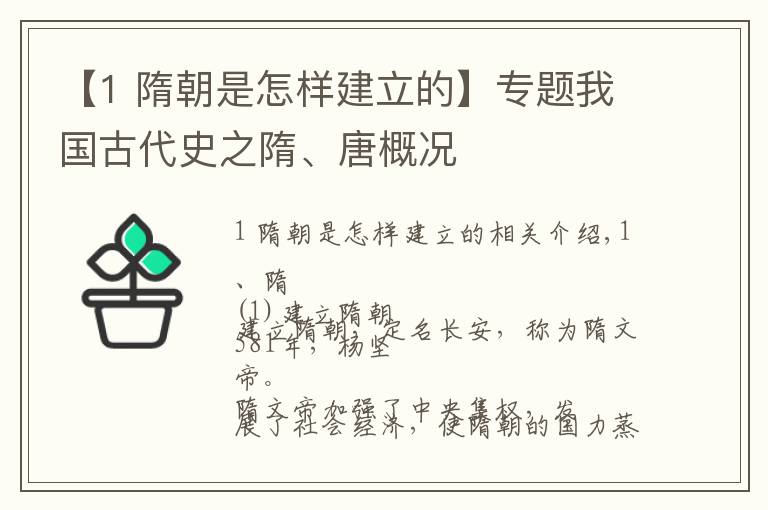 【1 隋朝是怎样建立的】专题我国古代史之隋、唐概况